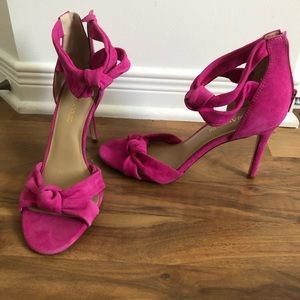 Pink Suede Leather high heels sandals